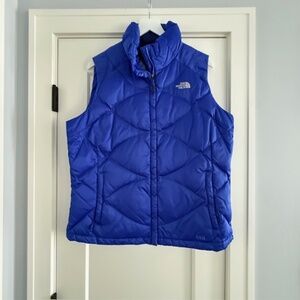 The North Face TNF 550 Quilted Puffer Down Vest Women's Size XL Royal Blue EUC